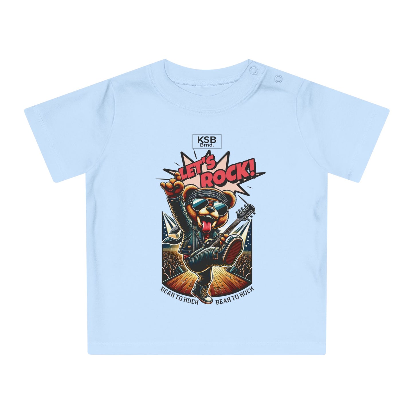 Baby T-Shirt Hellblau mit Rocker Bär