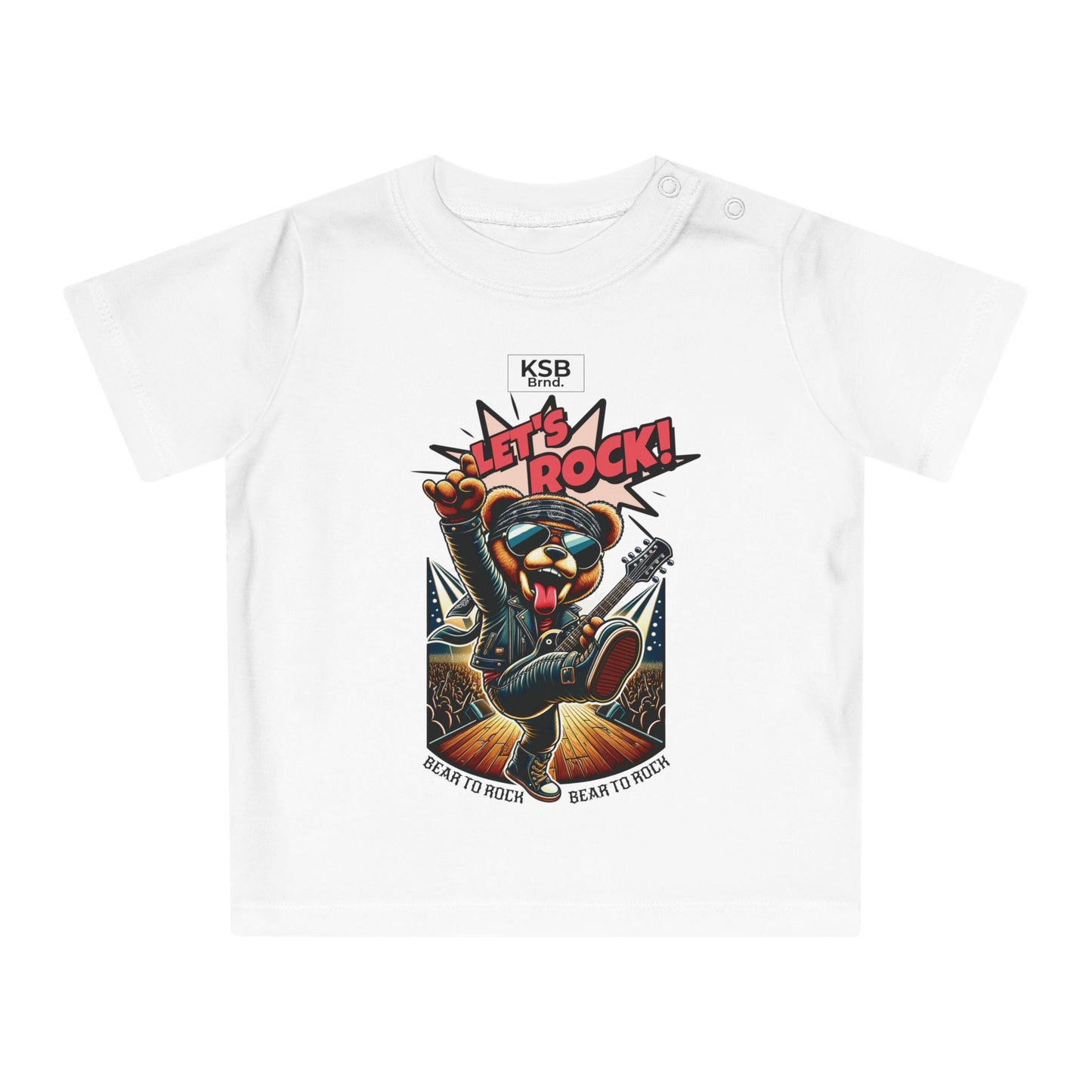 Baby T-Shirt Weiß mit Rocker-Bär