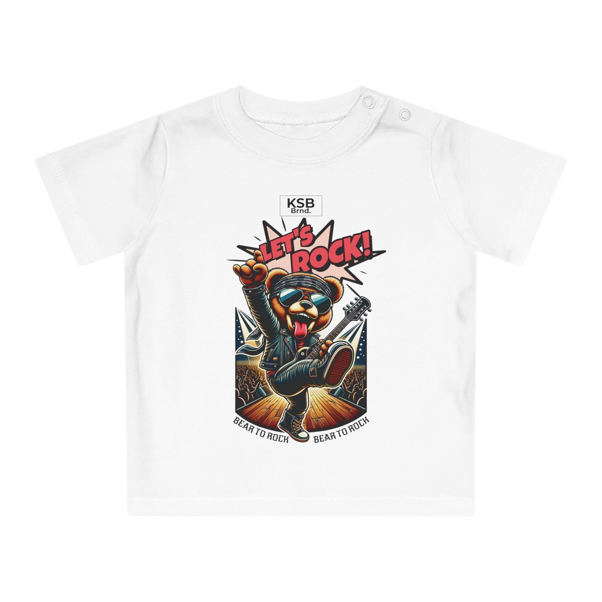 Baby T-Shirt Weiß mit Rocker-Bär
