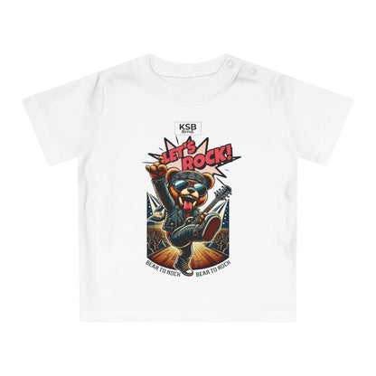 Baby T-Shirt Weiß mit Rocker-Bär