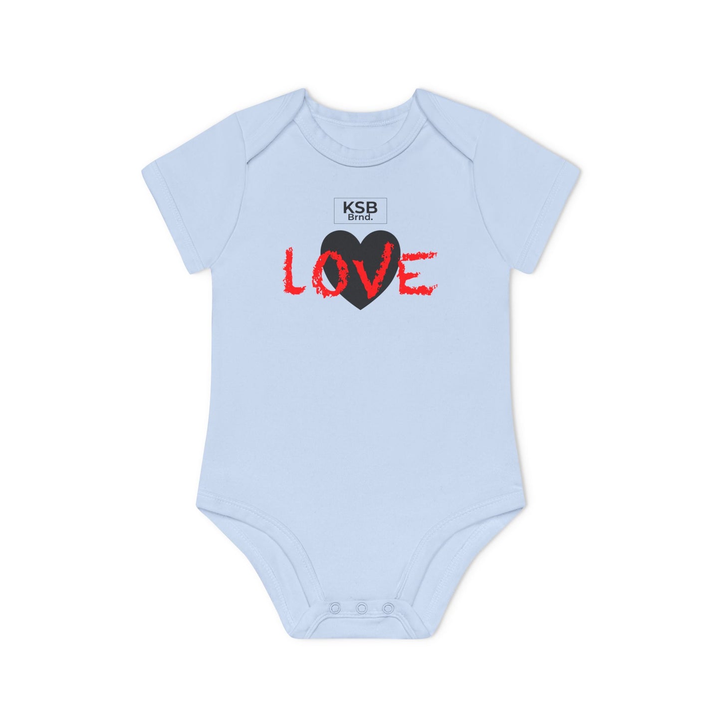 Kurzarm Baby-Body aus Bio-Baumwolle mit Herzprint und roter "Love"-Aufschrift