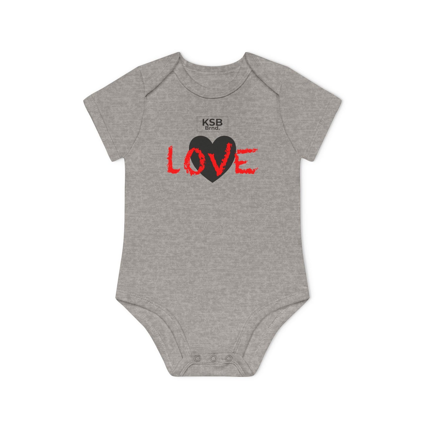 Kurzarm Baby-Body aus Bio-Baumwolle mit Herzprint und roter "Love"-Aufschrift