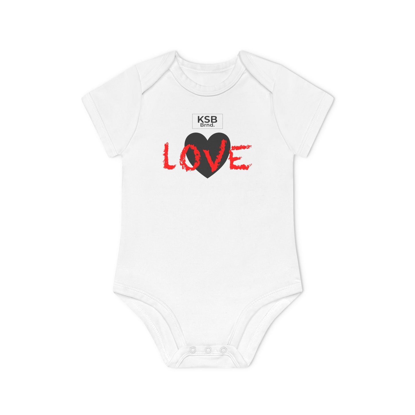 Kurzarm Baby-Body aus Bio-Baumwolle mit Herzprint und roter "Love"-Aufschrift