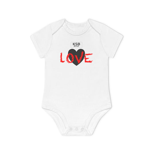 Kurzarm Baby-Body aus Bio-Baumwolle mit Herzprint und roter "Love"-Aufschrift
