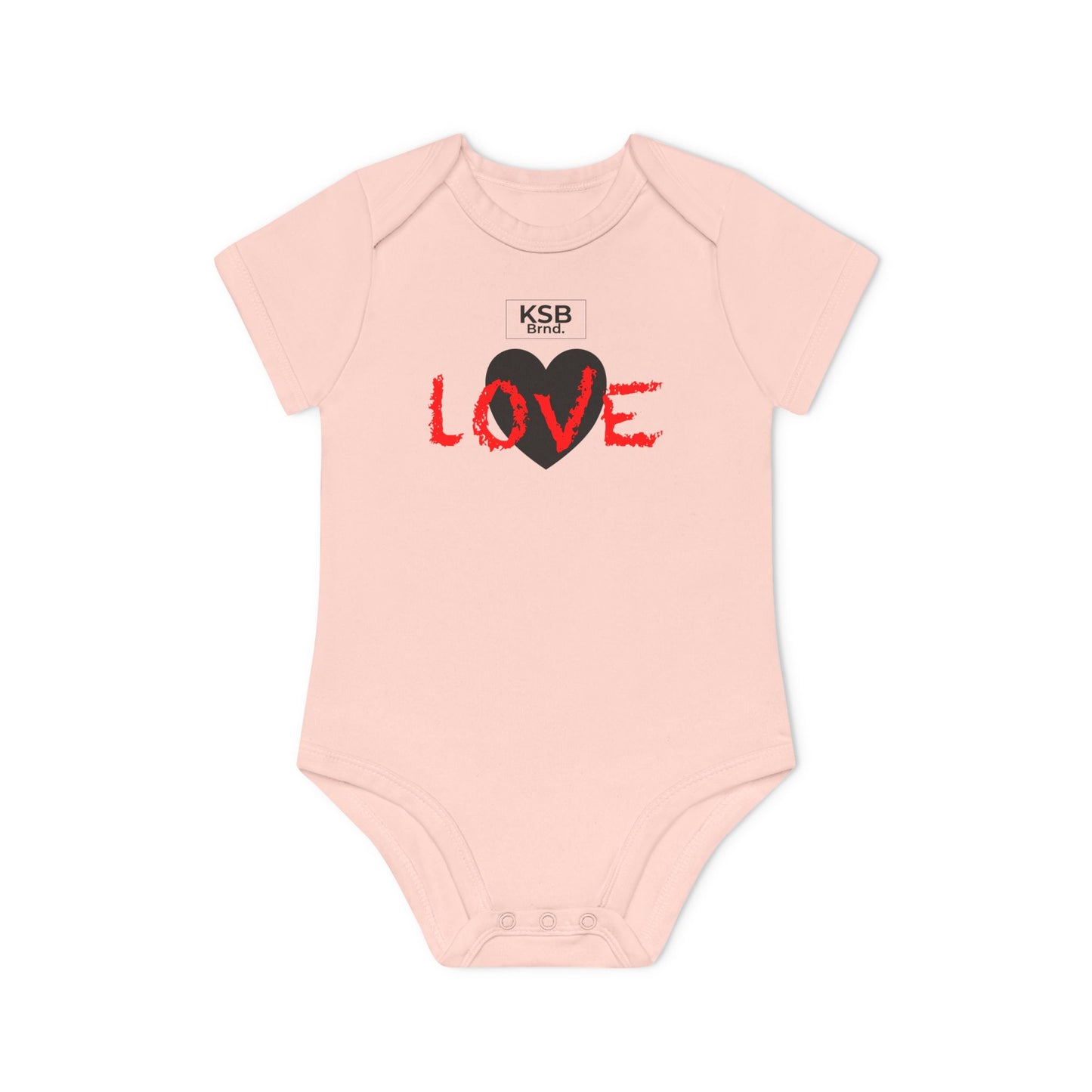 Kurzarm Baby-Body aus Bio-Baumwolle mit Herzprint und roter "Love"-Aufschrift