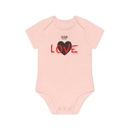 Kurzarm Baby-Body aus Bio-Baumwolle mit Herzprint und roter "Love"-Aufschrift