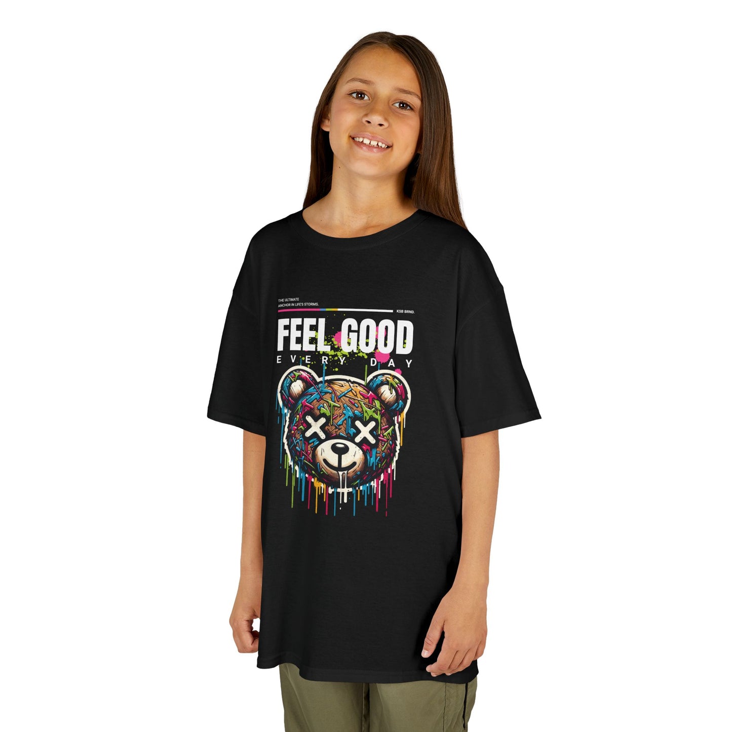 KSB Brnd. Kinder Streetwear T-Shirt | "FEEL GOOD EVERY DAY" mit Teddy-Print