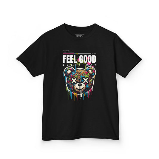 KSB Brnd. Kinder Streetwear T-Shirt | "FEEL GOOD EVERY DAY" mit Teddy-Print