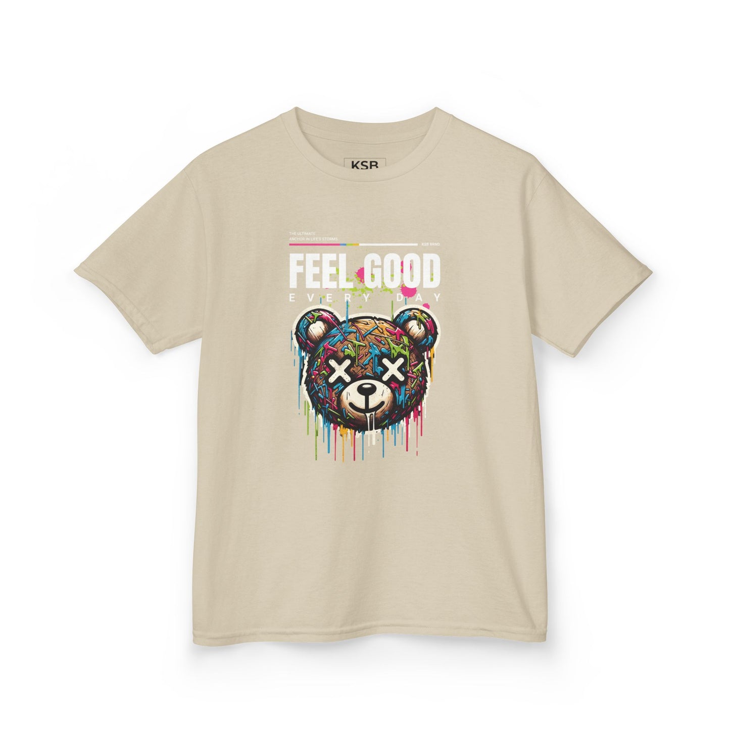 KSB Brnd. Kinder Streetwear T-Shirt | "FEEL GOOD EVERY DAY" mit Teddy-Print