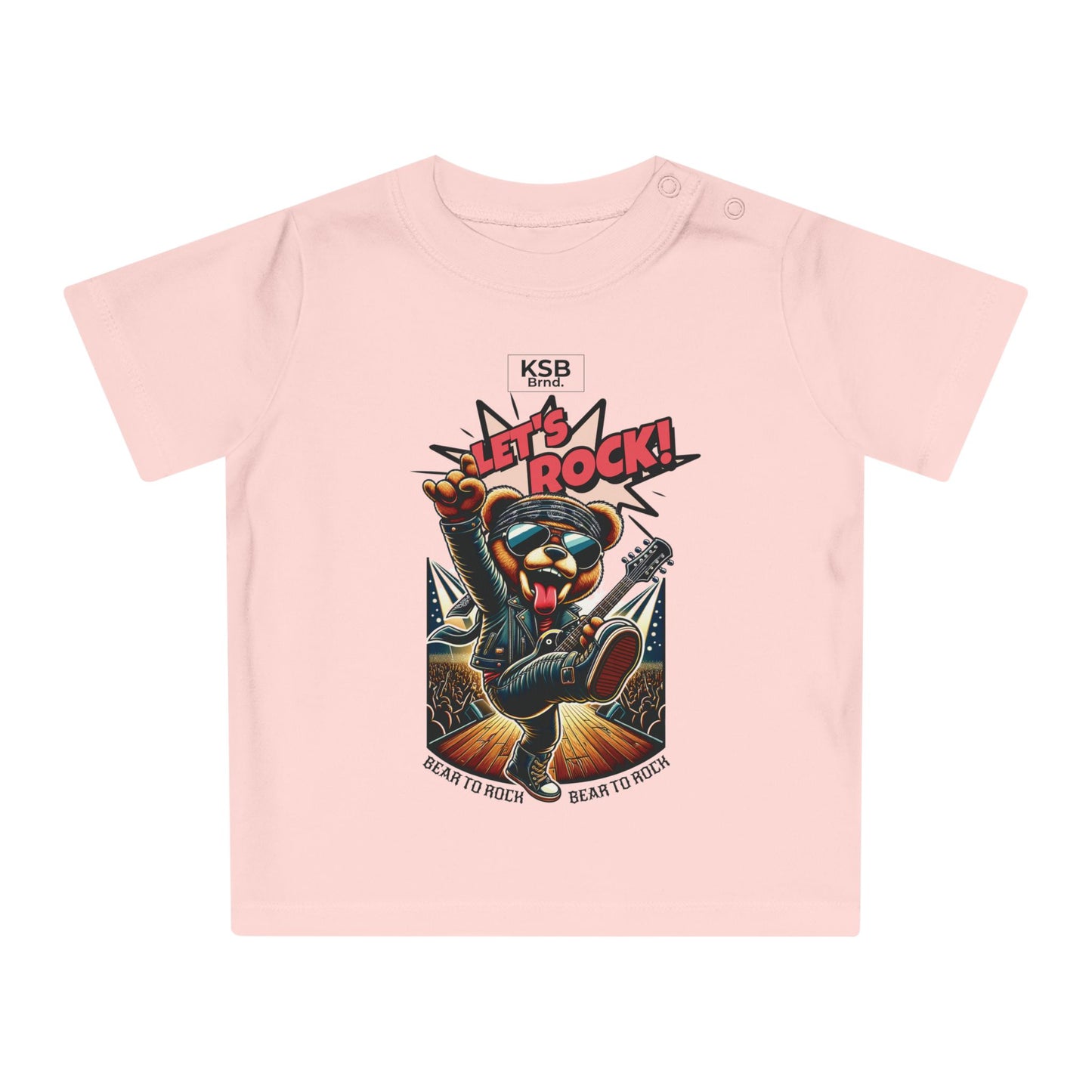 Baby T-Shirt Rosa mit Rocker Bär