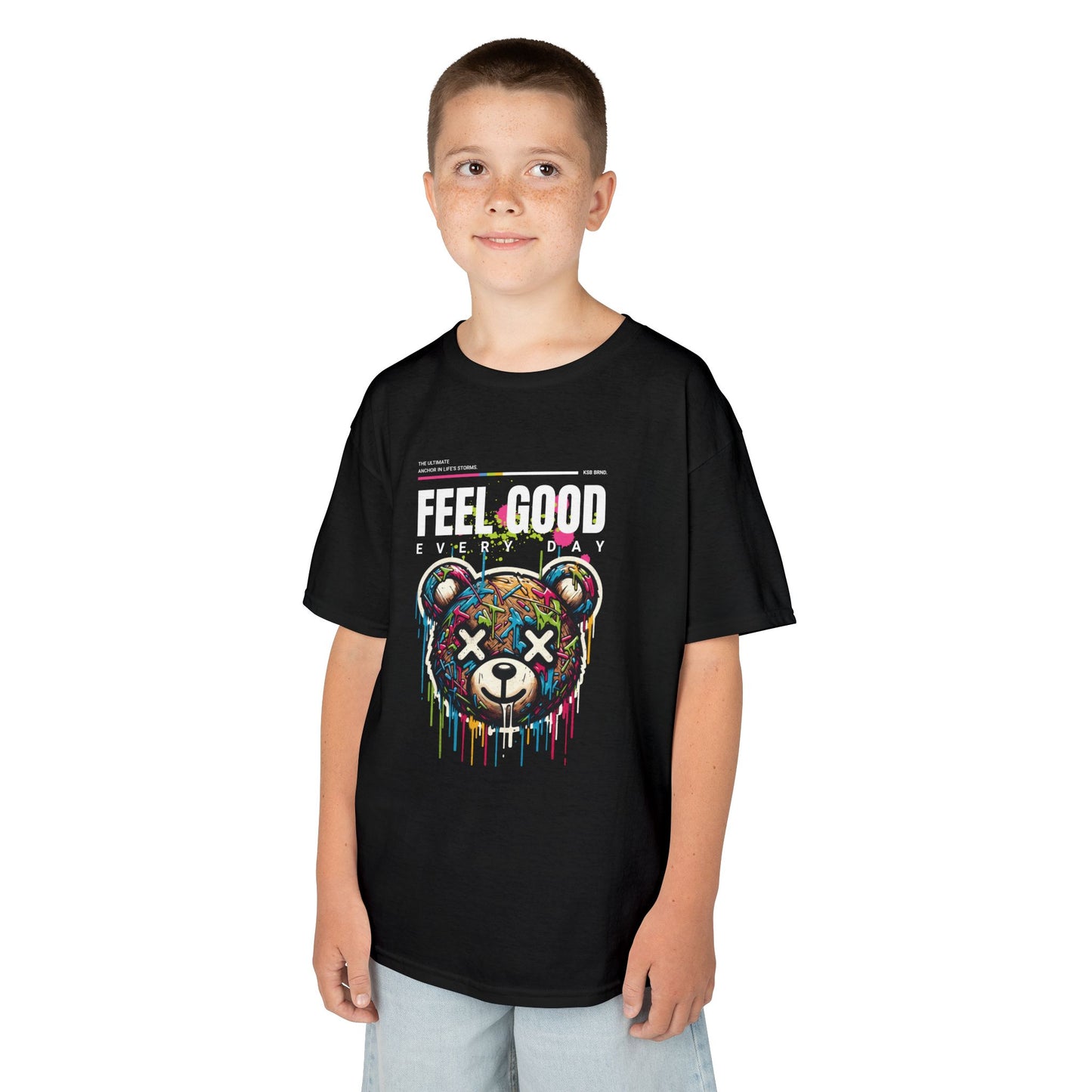 KSB Brnd. Kinder Streetwear T-Shirt | "FEEL GOOD EVERY DAY" mit Teddy-Print